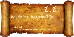 Bajári Balambér névjegykártya